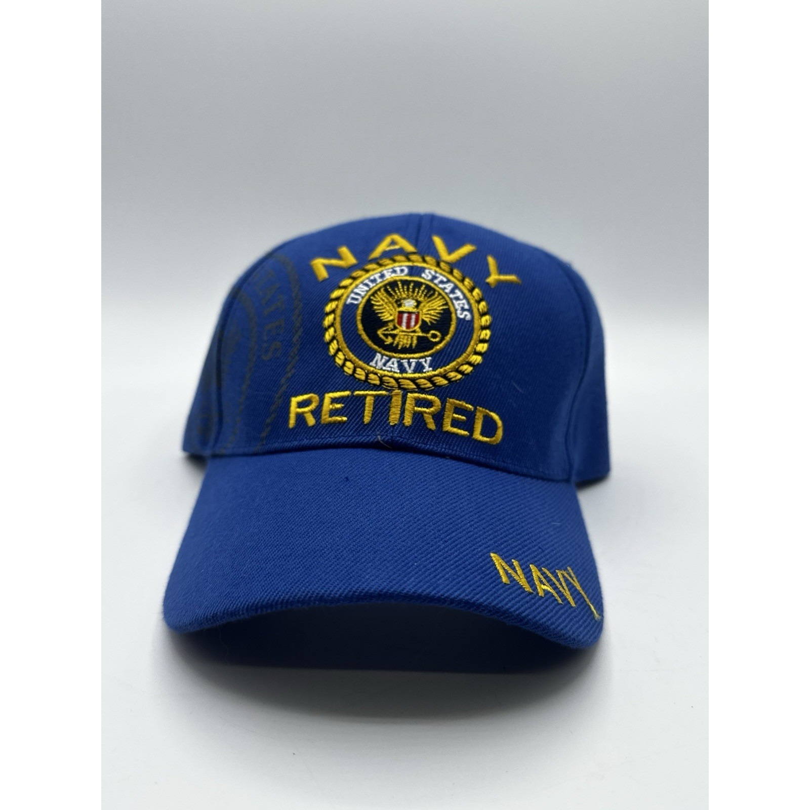 United States Navy Retired Hat Blue Gold Embroidered Veteran Military Cap